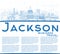 Outline Jackson Mississippi City Skyline with Blue Buildings and Copy Space