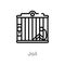 outline jail vector icon. isolated black simple line element illustration from wild west concept. editable vector stroke jail icon