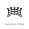 outline japanese bridge vector icon. isolated black simple line element illustration from buildings concept. editable vector