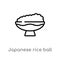 outline japanese rice ball in a bowl vector icon. isolated black simple line element illustration from food concept. editable