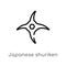 outline japanese shuriken vector icon. isolated black simple line element illustration from weapons concept. editable vector