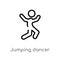 outline jumping dancer vector icon. isolated black simple line element illustration from sports concept. editable vector stroke