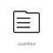 outline justified vector icon. isolated black simple line element illustration from user interface concept. editable vector stroke