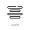 outline justify vector icon. isolated black simple line element illustration from user interface concept. editable vector stroke