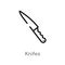 outline knifes vector icon. isolated black simple line element illustration from food concept. editable vector stroke knifes icon