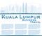 Outline Kuala Lumpur Skyline with Blue Buildings Copy Space.