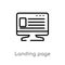 outline landing page vector icon. isolated black simple line element illustration from big data concept. editable vector stroke