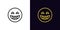 Outline laugh emoji icon, with editable stroke. Laughing emoticon sign, humor face pictogram. Funny joke