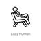 outline lazy human vector icon. isolated black simple line element illustration from feelings concept. editable vector stroke lazy