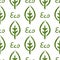 Outline of leaf and text Eco. Ecological seamless pattern. Drawn by hand.