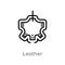 outline leather vector icon. isolated black simple line element illustration from sew concept. editable vector stroke leather icon