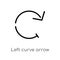 outline left curve arrow vector icon. isolated black simple line element illustration from arrows concept. editable vector stroke