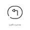 outline left curve vector icon. isolated black simple line element illustration from user interface concept. editable vector