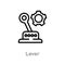 outline lever vector icon. isolated black simple line element illustration from industry concept. editable vector stroke lever