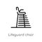 outline lifeguard chair vector icon. isolated black simple line element illustration from security concept. editable vector stroke