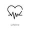 outline lifeline vector icon. isolated black simple line element illustration from medical concept. editable vector stroke