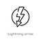 outline lightning arrow vector icon. isolated black simple line element illustration from technology concept. editable vector