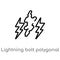 outline lightning bolt polygonal vector icon. isolated black simple line element illustration from geometry concept. editable