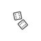 Outline line art icon of two dice