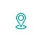 Outline location icon. GPS pointer. Map pin. Navigator guide. Vector line