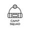 Outline logo with warm hat and Camp Squad text