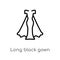 outline long black gown vector icon. isolated black simple line element illustration from fashion concept. editable vector stroke