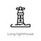 outline long lighthouse vector icon. isolated black simple line element illustration from nautical concept. editable vector stroke