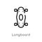 outline longboard vector icon. isolated black simple line element illustration from transport concept. editable vector stroke