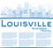 Outline Louisville Skyline with Blue Buildings and Copy Space.
