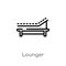 outline lounger vector icon. isolated black simple line element illustration from furniture and household concept. editable vector