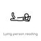 outline lying person reading vector icon. isolated black simple line element illustration from people concept. editable vector