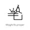 outline maghrib prayer vector icon. isolated black simple line element illustration from religion-2 concept. editable vector