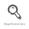outline magnification lens vector icon. isolated black simple line element illustration from education concept. editable vector