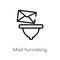 outline mail funneling vector icon. isolated black simple line element illustration from multimedia concept. editable vector