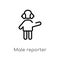 outline male reporter vector icon. isolated black simple line element illustration from people concept. editable vector stroke