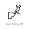 outline man falling off a precipice vector icon. isolated black simple line element illustration from sports concept. editable
