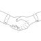 Outline man shaking hands. Line art businessman making a deal. International Friendship Day. Vector black and white illustration