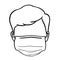 Outline of man wearing surgical mask.