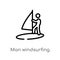 outline man windsurfing vector icon. isolated black simple line element illustration from sports concept. editable vector stroke