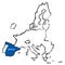 Outline Map of Europe and Spain. Vector Illustration. Shape and graphic illustration