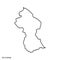 Outline map of Guyana vector design template. Editable Stroke.