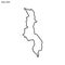 Outline map of Malawi vector design template. Editable Stroke.