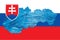 Outline map of Slovakia with the image of the national flag. Ice inside the map. Energy crisis