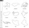 Outline maps collection, nine black lined vector map