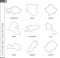 Outline maps collection, nine black lined vector map