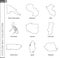 Outline maps collection, nine black lined vector map