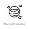 outline mars with satellite vector icon. isolated black simple line element illustration from astronomy concept. editable vector