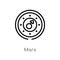 outline mars vector icon. isolated black simple line element illustration from zodiac concept. editable vector stroke mars icon on