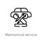 outline mechanical service of a car vector icon. isolated black simple line element illustration from mechanicons concept.