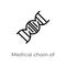 outline medical chain of dna vector icon. isolated black simple line element illustration from medical concept. editable vector